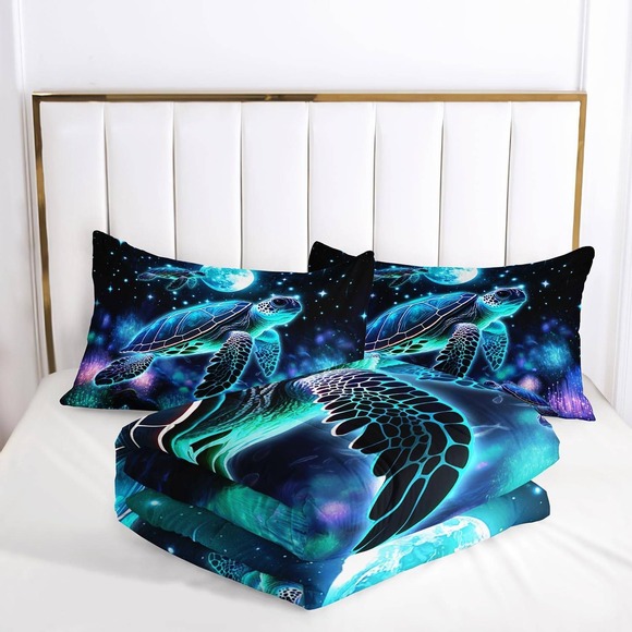 AILONEN Sea Turtle Comforter Set Twin Size 3pc - Picture 2 of 4